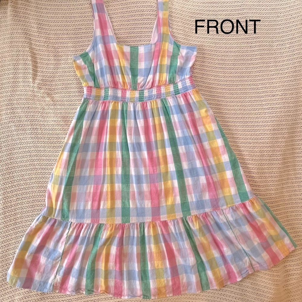 Crown & Ivy, bright pastel colorful plaid dress, size  XXL